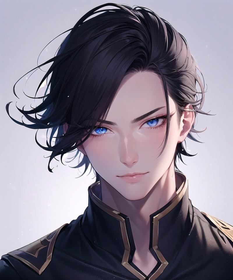 35247-1544840664-(tsurime_1.3), 1boy, male focus, facial portrait, wince, grimace, in pain, single hair bun, blue-gray eyes, detailed eyes, (((sw.png